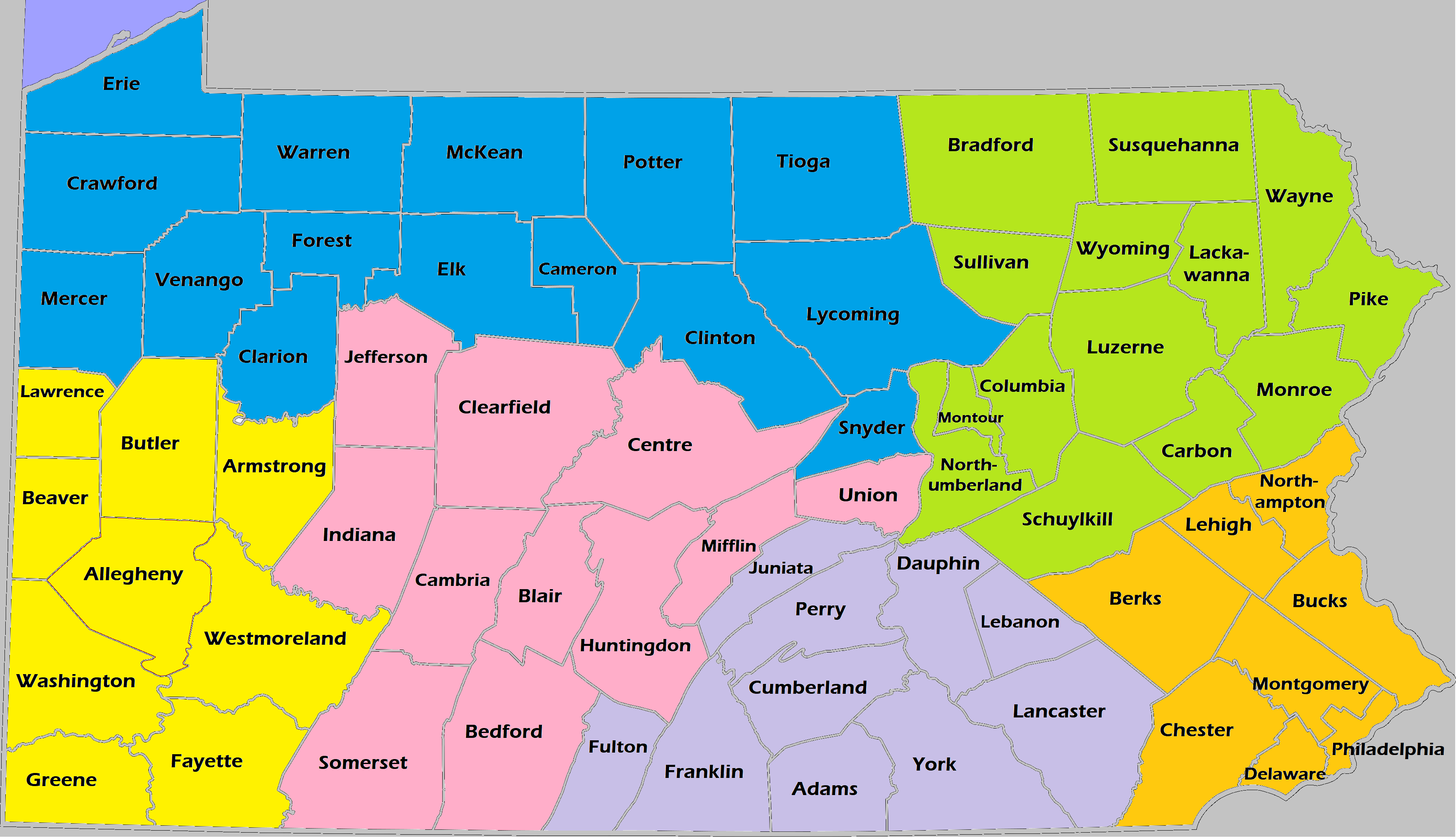 Map of Pennsylvania Counties